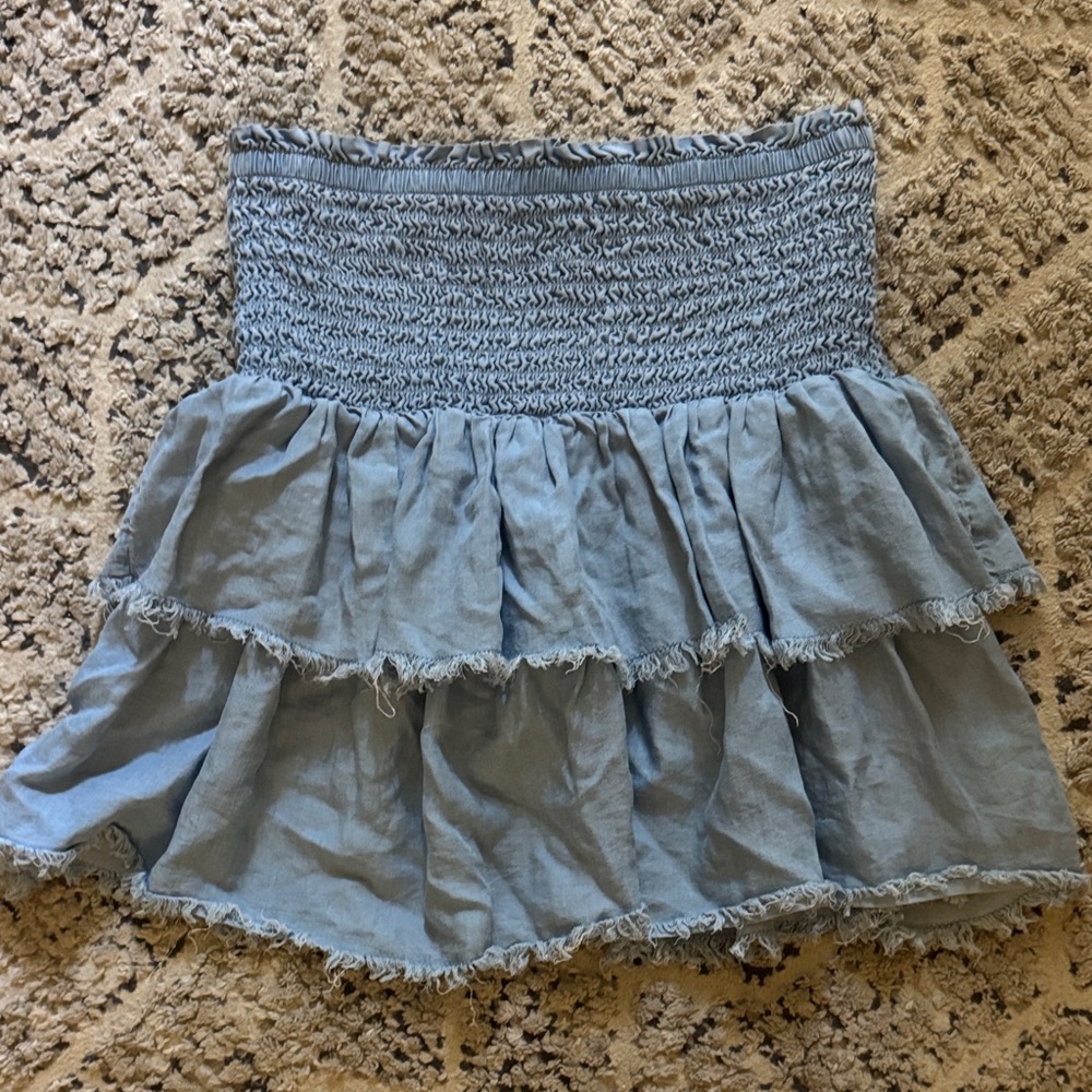 Aerie Light Blue Ruffled Mini Skirt